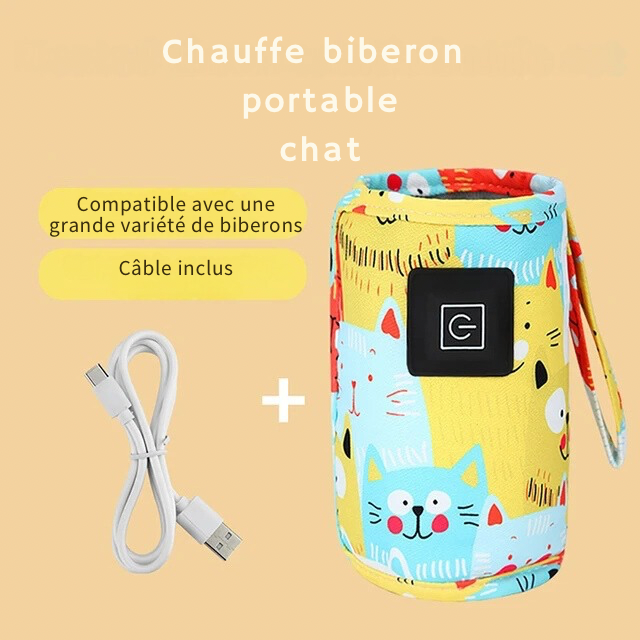 Chauffe-biberon-portable-chat-jaune